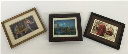 Lotto composto da tre riproduzioni diverse, in cornici (difetti)