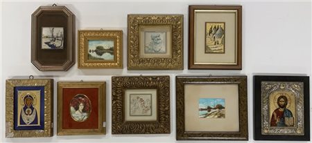 Lotto composto da quattro piccoli multipli su lamina d'argento, due piccoli dip