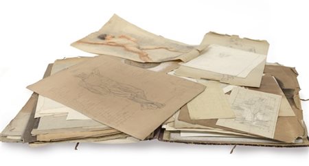 Bartolomeo Giuliano Cartelletta contenete numerosi disegni e bozzetti con misure