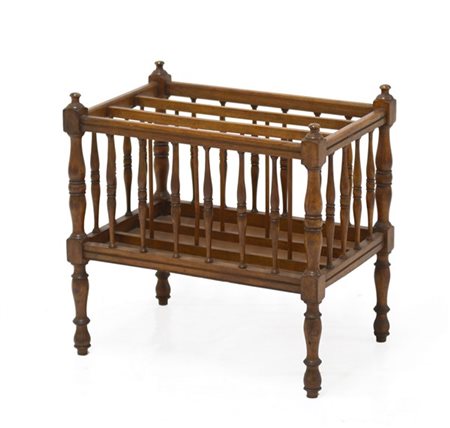 Portariviste in legno con montanti torniti (cm 47x47x32) (difetti)