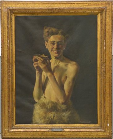 Renzo De Benedetti "Fauno" 1926, olio su tela (cm 90x70) Firmato e datato in bas