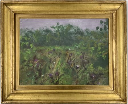 Guido Tallone "Campo di fiori" olio su tela (cm 45x60) Firmato, titolato e datat