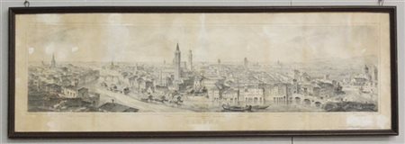 Incisione del secolo XIX raffigurante la veduta di Verona con l’indicazione dei