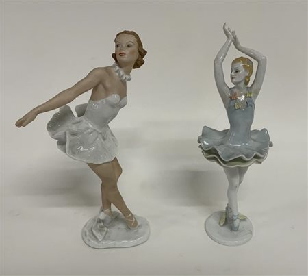 Manifattura di Rosenthal 
Lotto di due sculture in porcellana policroma raffigu