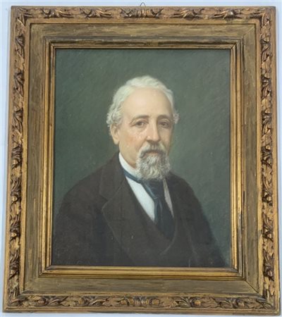 Giuseppe Giobbio "Ritratto maschile" pastelli colorati su cartone (cm 56x44) Fir