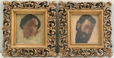 Giuseppe Ariassi Coppia di dipinti ad olio su tela e cartoncino raffiguranti "St