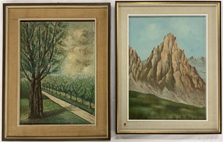 Luvoni - lotto di due olii raffiguranti paesaggi (cm 58x43), in cornici
(difett