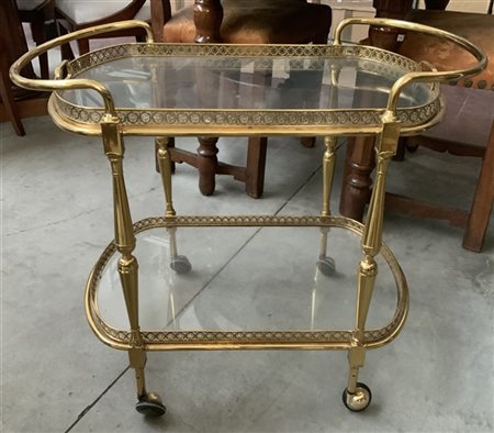 Carrello portavivande in metallo dorato (cm 75 x 65 x 46)