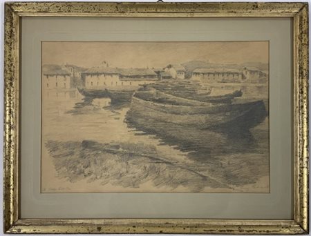 Firma indecifrata, 
"A sesto calende", disegno (cm 30x45) firmato in basso a de