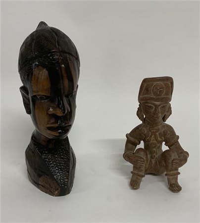 Scultura con mito sud americano unito a una testa africana (cm h max 37)