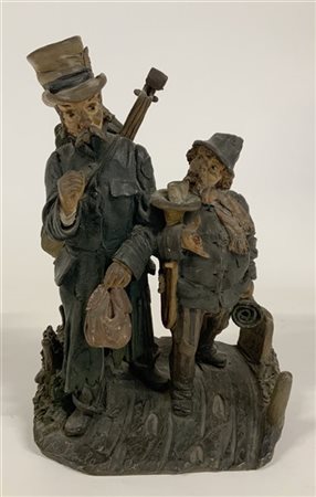G. Bailo, ''Musicisti da strada'', scultura in terracotta dipinta (h cm 26) fir