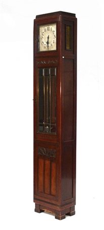 Pendola a cassalunga in legno e vetri molati. Epoca secolo XX. Quadrante a nume