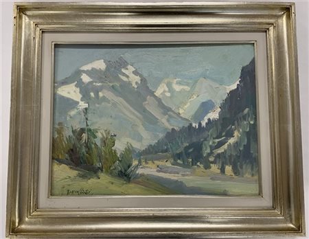 Enrico Carozzi "Ghiacciaio" olio su cartone telato (cm 30x40) Firmato in basso a