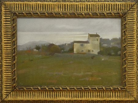 Edoardo Pazzini "Autunno" pastelli su carta (cm 35.5x52.5) Firmato in basso a de
