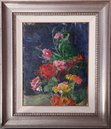 Mario Acerbi "Fiori" olio su cartone telato (cm 40x50) Firmato in basso a sinist