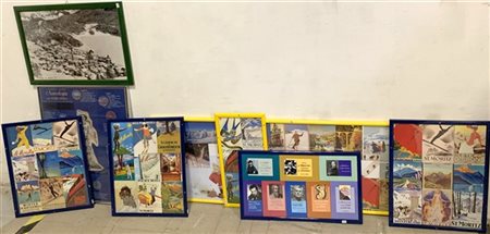 Lotto composto da otto cornici contenenti cartoline di Saint Moritz e della Svi