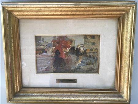 Beppe Ciardi (Attribuito) "Venezia, ospedale" olio su tavola (cm 13x 19) Al retr