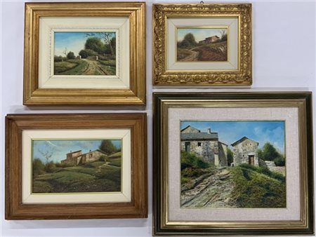 Ciro Sansone Mirabito Lotto di quattro dipinti ad olio raffiguranti "Paesaggi" (
