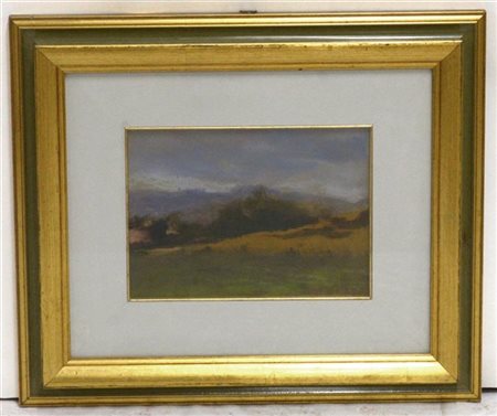 Piero Storchi "Paesaggio collinare" olio su masonite (cm 20x28) Firamto in basso