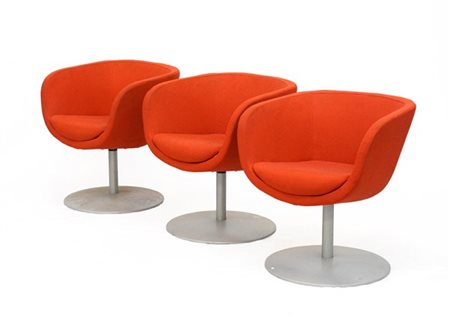 Lobster Extreme Lotto di tre poltrone imbottite rivestite in tessuto arancione m