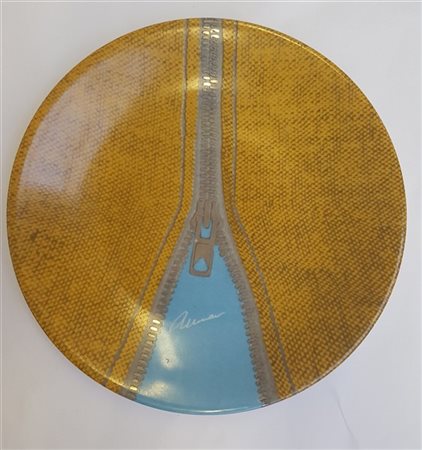 Arman "Assiette Zip"
Piatto in porcellana smaltato in policromia e in argento. E