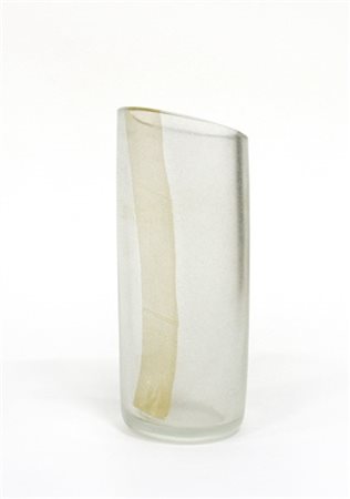 Barbini Grande vaso in vetro massello incolore acidato sulla superficie esterna