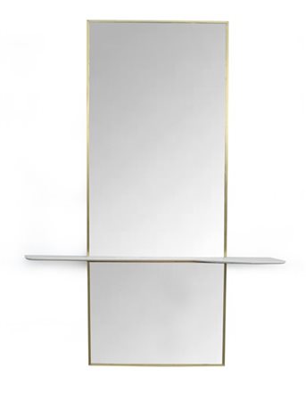 Consolle in marmo bianco di Carrara abbianata a una grande specchiara profilata