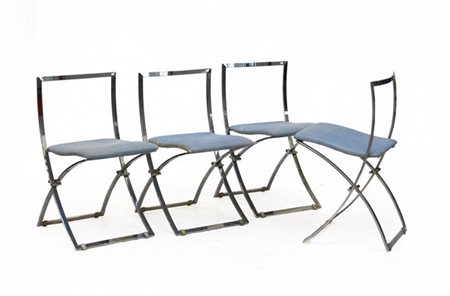Marcello Cuneo Lotto di quattro sedie pieghevoli modello "Luisa". Produzione Mob