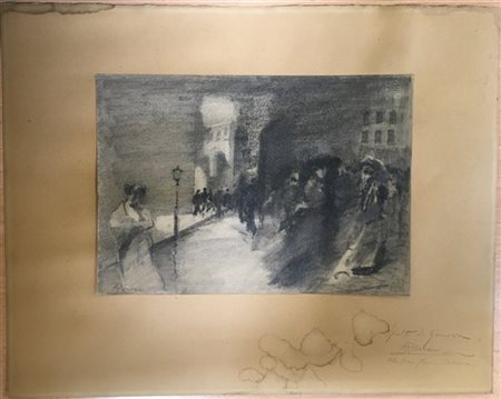 Pompeo Mariani "Genova" carboncino su carta (mm 250x175) Firmato in basso a sini