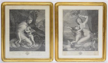 Da Giulio Cesare Procaccini, coppia di incisioni del secolo XIX. In cornici (mm