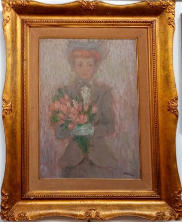 Renato Cenni "La sposina" 1948, olio su masonite (cm 71x51) Firmato in basso a d