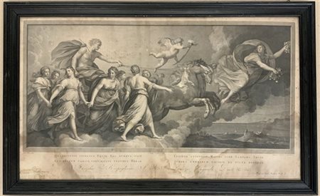 Da Guido Reni "Quadriga" incisione (mm 880x440) In cornice (difetti)