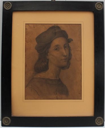 Ignoto del secolo XIX, da Raffaello "Autoritratto di Raffaello" carboncino su c