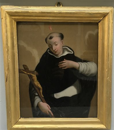 Ignoto secolo XVIII "Sant'Antonio" verre peint (cm 36x29) In cornice coeva (dif