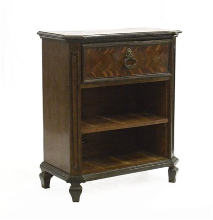 Mobiletto ad un cassetto e due vani sul fronte, piedi a mensola (cm 77x88x39) (