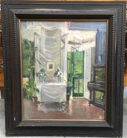 Giuseppe Spirito "Dopo il battesimo" olio su tela (cm 60x50) Firmato in basso a