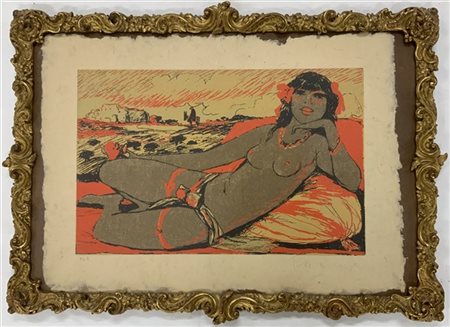 Salvatore Fiume "Odalisca" 
serigrafia a colori - prova d'artista
cm 50x70
firma