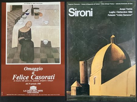 Lotto composto da otto manifesti espositivi su mostre di Mario Sironi, Adolfo W