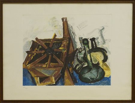 Fausto Pirandello "Senza titolo" 
acquaforte a colori
(lastra cm 43,5x54,5; fogl