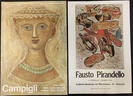 Lotto composto da otto manifesti espositivi su mostre di Fausto Pirandello e Ma