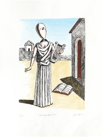 Giorgio de Chirico "La Musa della Storia" 1972
litografia a colori - prova d'art
