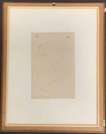 Pio Semeghini disegno su carta raffigurante due figure, al verso disegno al trat