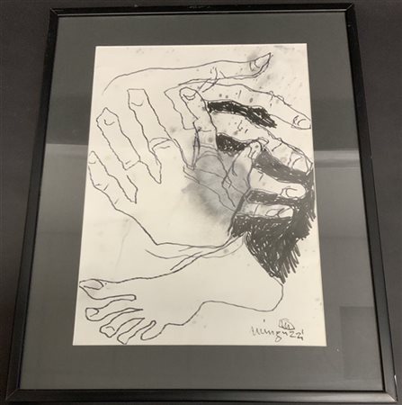 Luciano Minguzzi lotto composto da tre disegni a pennarello su carta di diverso