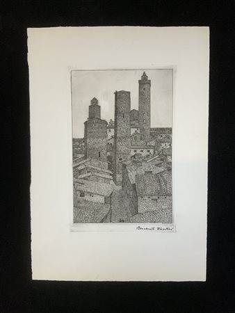 Benvenuto Disertori "San Gimignano" 1917 - 1918
acquaforte e bulino
(lastra cm 3