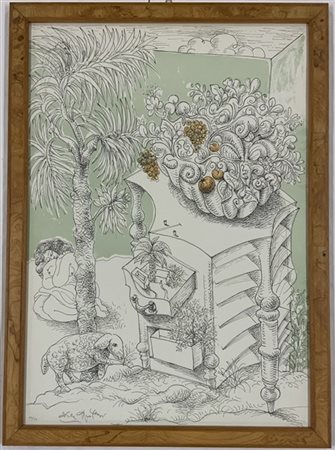 Ercole Pignatelli "Senza titolo" 
litografia a colori
cm 69x49
numerata 17/50 e