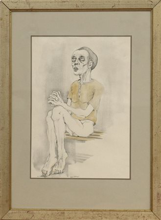 Bruno Caruso "Senza titolo" 
tecnica mista su carta
cm 49x34,5
firmato in basso