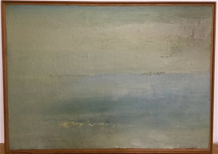 Pierluigi Lavagnino "Sotto l'orizzonte" 1984
tecnica mista materica su tela
cm 6