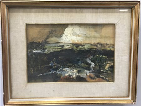 Ignoto "Paesaggio" 1961
olio su tela
cm 25x35
datato e iscritto al retro. In cor