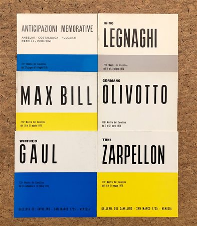 GALLERIA DEL CAVALLINO, VENEZIA - Lotto unico di 6 cataloghi (Bill, Gaul, Legnaghi, Anticipazioni memorative, Olivotto, Zerpellon)