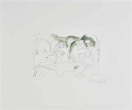 Luca Alinari SENZA TITOLO incisione su carta ritoccata a mano, foglio cm...